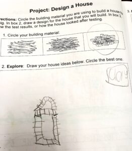 Student design sheet of their idea
