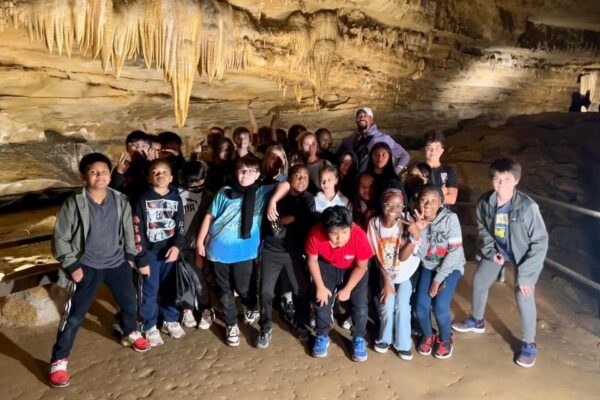 students touring Marengo Cave