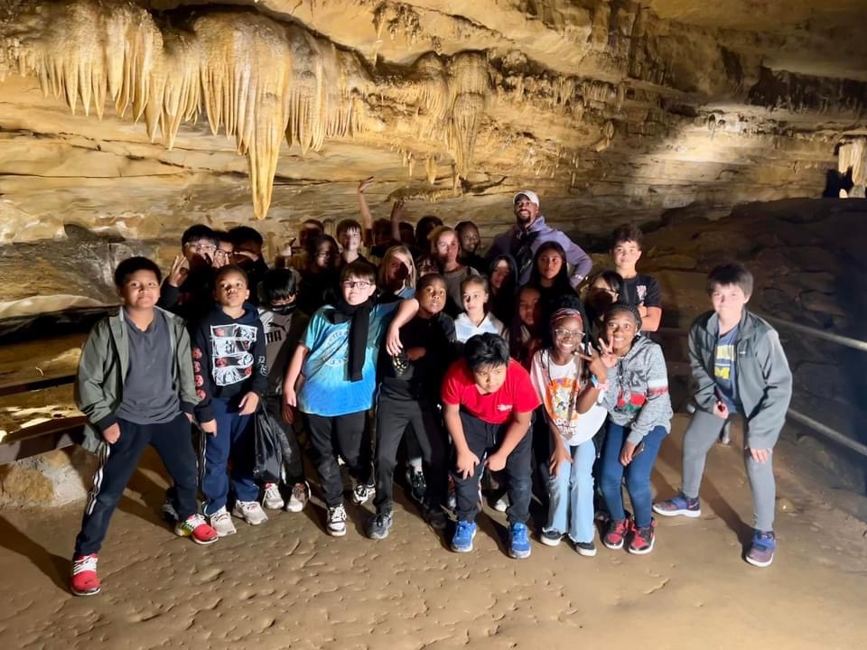 students touring Marengo Cave