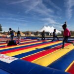 students bouncing