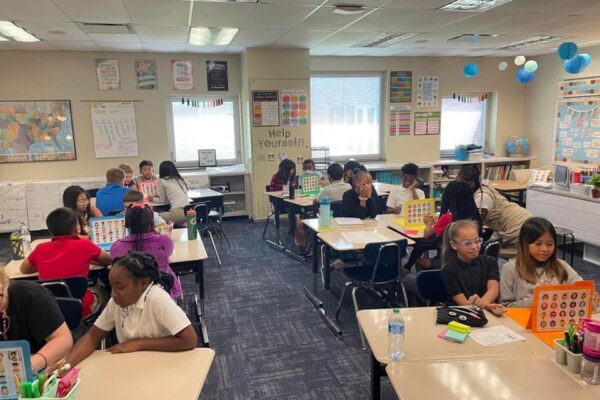 Students working on asking and answering questions