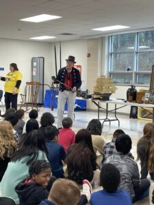 5th grade students learning about what it was like to be a sailor on the U.S.S. Constitution during the War of 1812 from Mr. Caddell