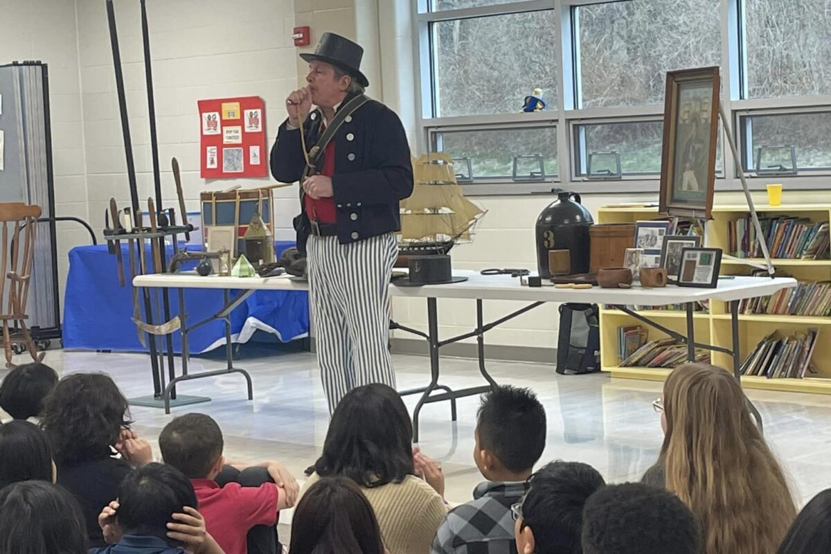 5th grade students learning about what it was like to be a sailor on the U.S.S. Constitution during the War of 1812 from Mr. Caddell
