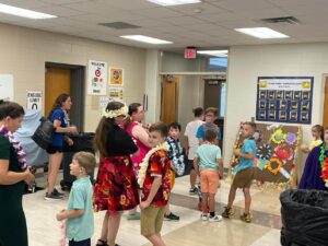 Playing games in the cafe' at the Luau