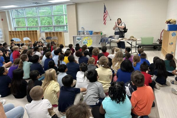 Mrs. Caddell presenting about the Civil War to second grade.
