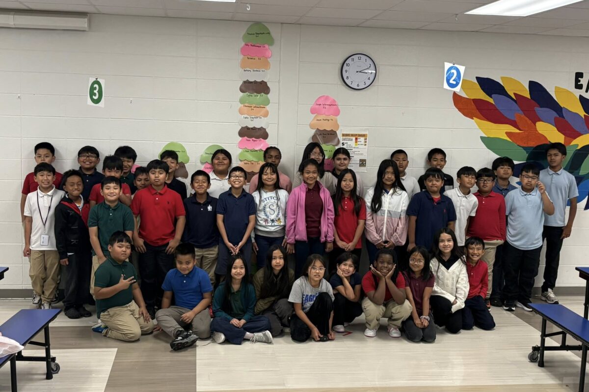 Students celebrating passing their WIDA test with an ice cream party