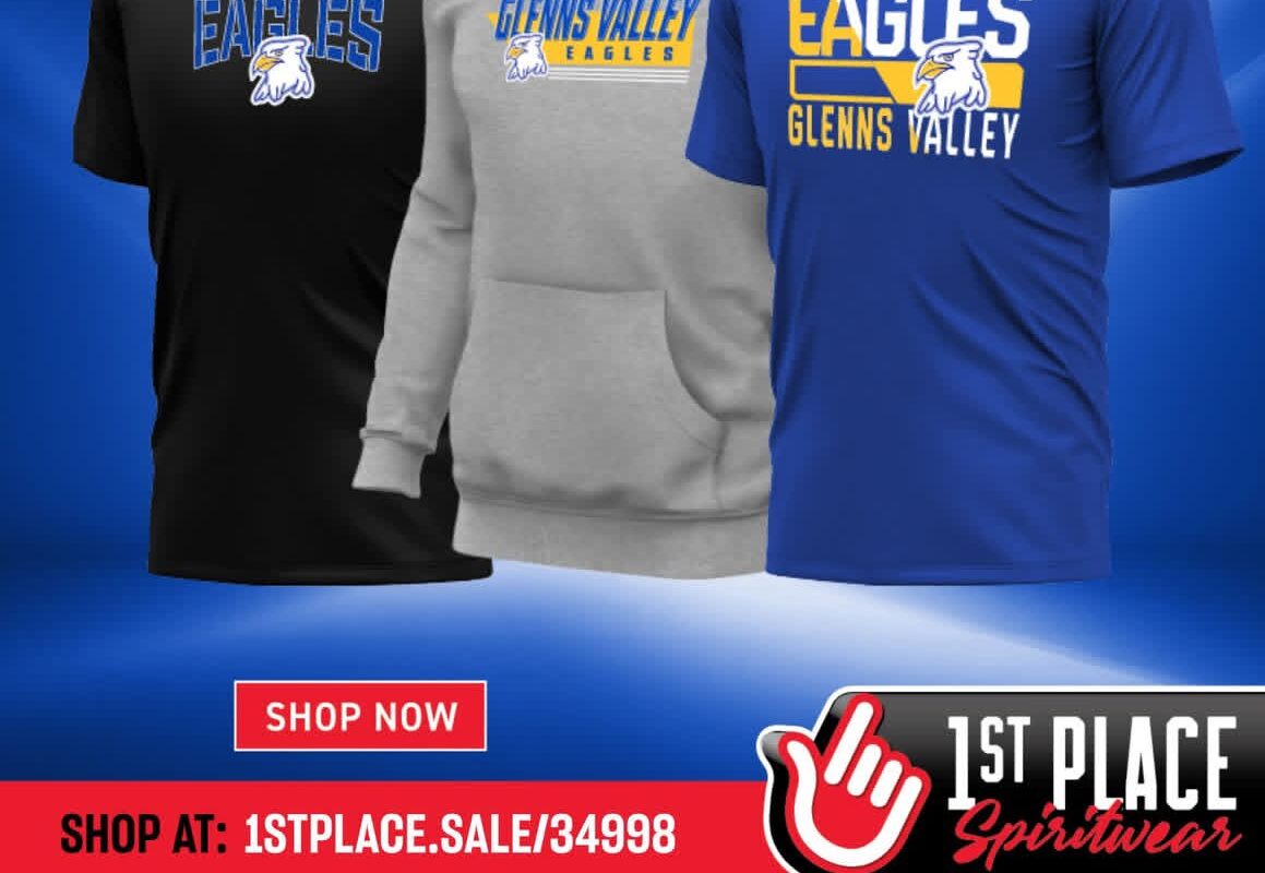 Glenns Valley Spirit Wear shirts and sweatshirt