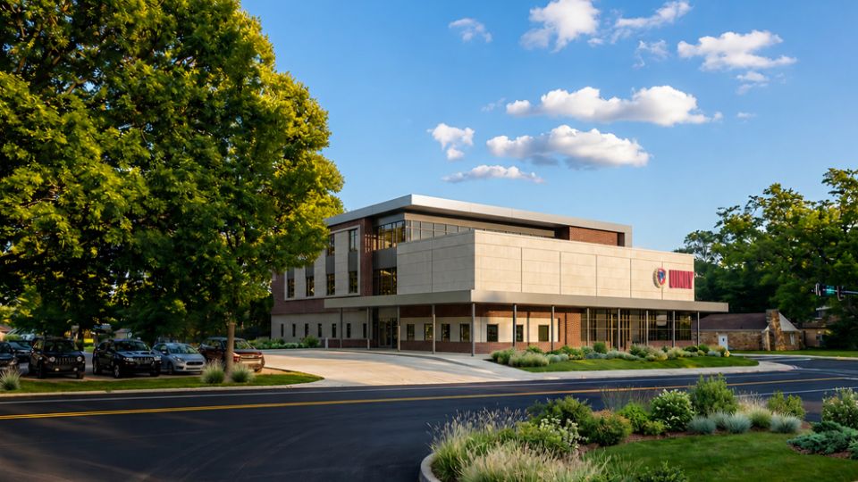 rendering of new Perry Township Innovation Program building on Uindy Campus