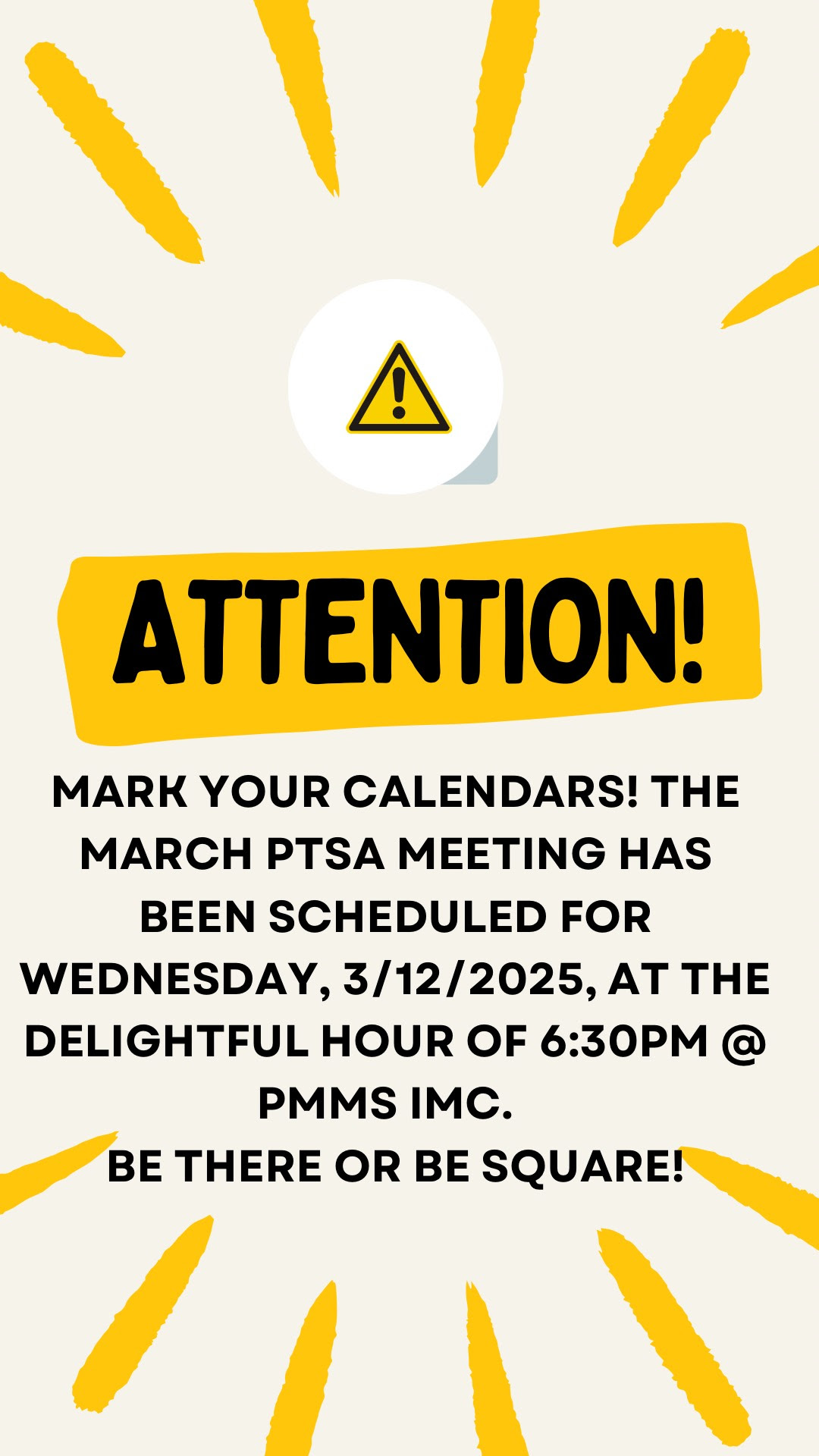 PTSA Meeting, March 12 ,6:30pm, PMMS IMC