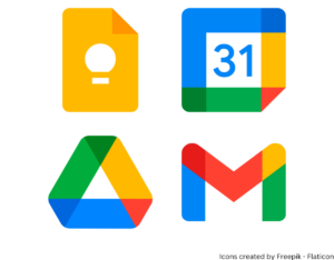 Icons for Google Keep, Google Calendar, Google Drive, and Gmail