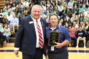 Superintendent Pat Mapes and Doug Wampler, 2019 District Teacher of the Year