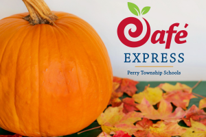 Pumpkin next to Cafe Express Logo